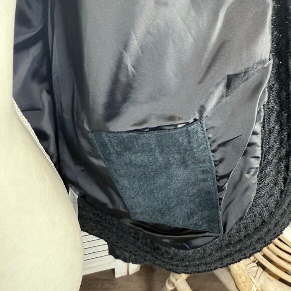 COLDWATER CREEK VINTAGE Women's XL Suede Leather Crochet Knit Trim Jacket Black - Picture 12 of 16